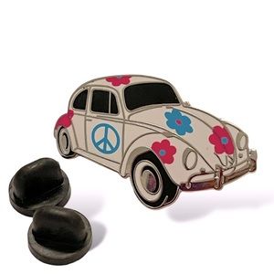Vintage 1967 White VW Peace Bug Enamel Pin